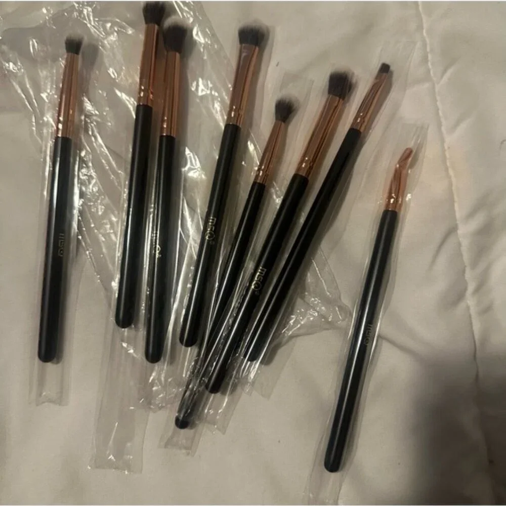 MSQ 8-Piece Eye Makeup Brush Set Black Rose Gold Blending & Detail Brushes